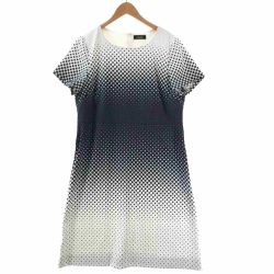〇〇 Leilian レリアン レディース ワンピース ドット柄 サイズ13+ ホワイト×ブラック Bランク