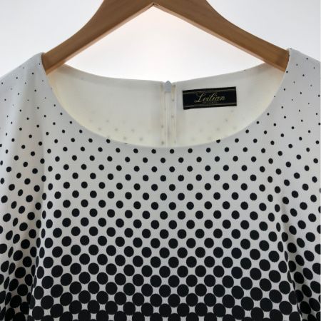  Leilian レリアン レディース ワンピース ドット柄 サイズ13+ ホワイト×ブラック