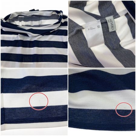  Leilian レリアン カットソー　サイズ　13+ ホワイト×ネイビー