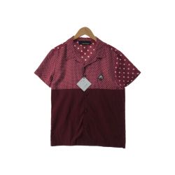 〇〇 smack engineer メンズ シャツ 半袖シャツ サイズM ドット柄 エンジ Bランク