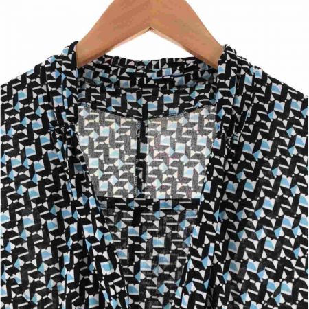  Leilian レリアン レディース ワンピース 幾何学 サイズ11 ブラック×スカイブルー×ホワイト