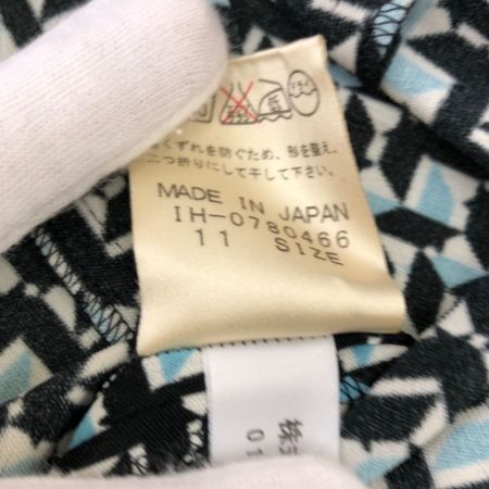  Leilian レリアン レディース ワンピース 幾何学 サイズ11 ブラック×スカイブルー×ホワイト