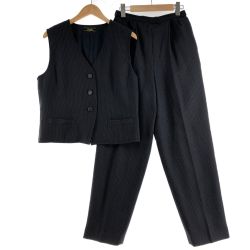 〇〇 Leilian レリアン レディース ストライプ ベスト＆ボトム サイズ11 グレー Bランク