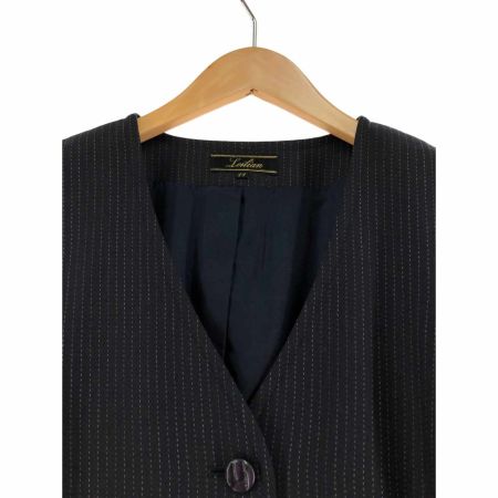  Leilian レリアン レディース ストライプ ベスト＆ボトム サイズ11 グレー