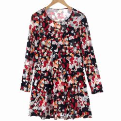 〇〇 HIROKO BIS ヒロコ ビス レディース チュニック サイズ9 ホワイト×オレンジ×ネイビー Bランク