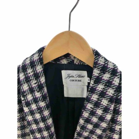  TISSUE 十仁プラザ レディース ジャケット 千鳥格子 サイズ40 ホワイト×パープル