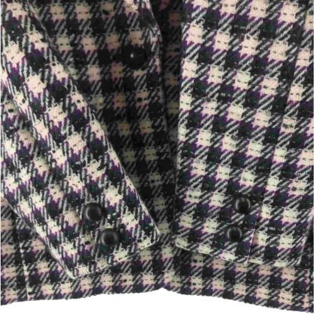  TISSUE 十仁プラザ レディース ジャケット 千鳥格子 サイズ40 ホワイト×パープル