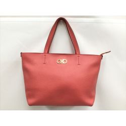 〇〇 Ferragamo フェラガモ  バッグ ハンドバッグ ガンチーニ  レザー  コーラルピンク Bランク