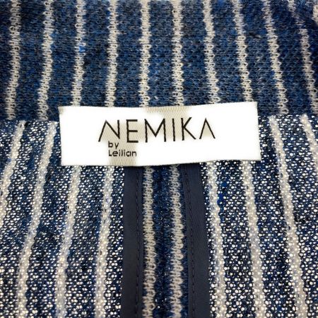  Leilian レリアン NEMIKA　ジャケット ストライプ　サイズ13+ スカイブルー