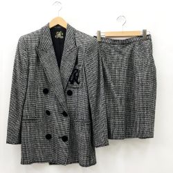 〇〇 ITALIYA イタリヤ レディース　伊太利屋　スーツ　千鳥格子　サイズ9 ブラック Bランク