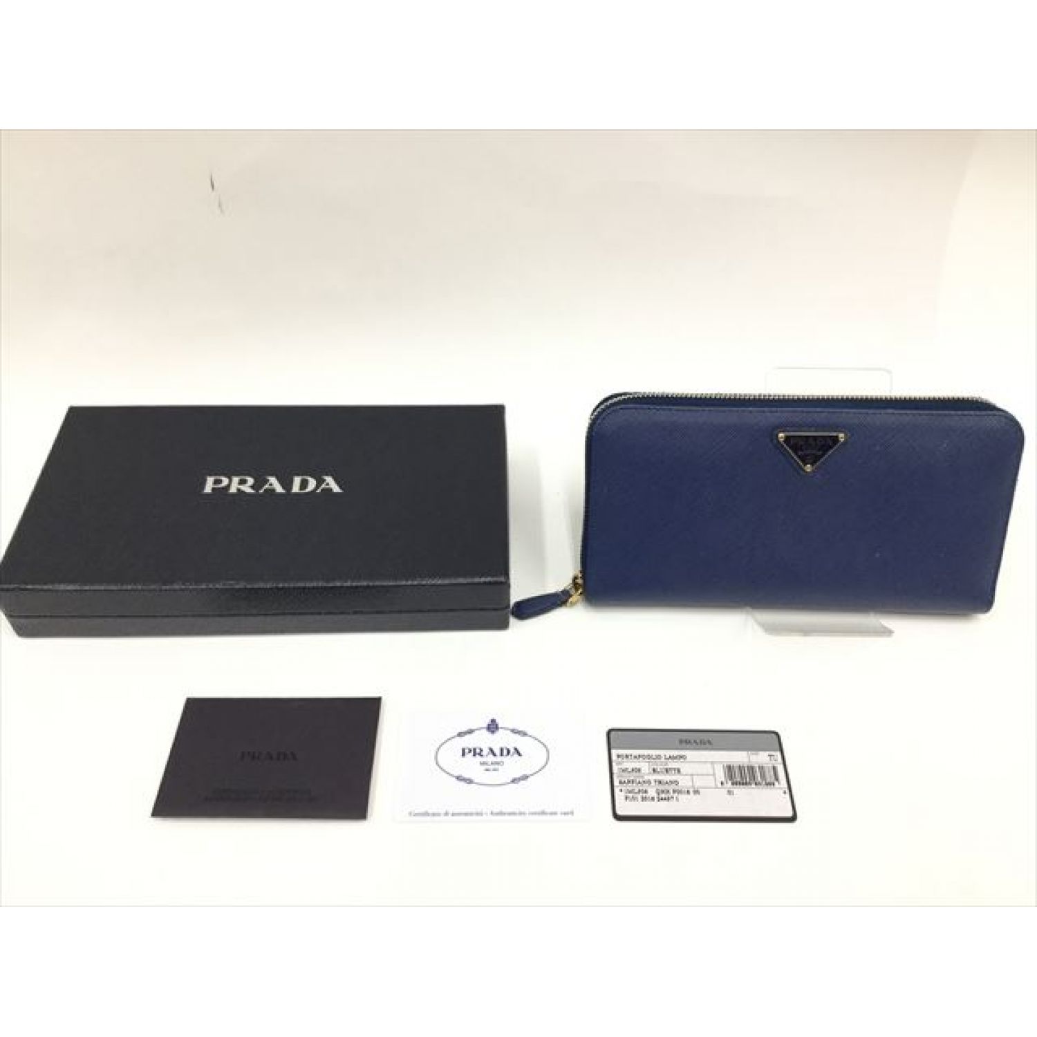 中古】 PRADA プラダ ラウンドファスナー 財布・長財布 1L506 ブルー B