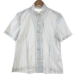 〇〇 Leilian レリアン レディース  シャツ ブラウス ストライプ サイズ9  ホワイト Bランク