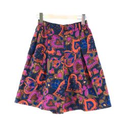 〇〇 ITALIYA イタリヤ レディース パンツ オレンジハート柄 サイズ7A2 ネイビー Bランク