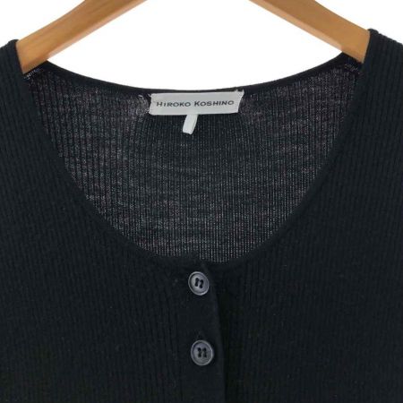  HIROKO KOSHINO ヒロココシノ レディース ニットワンピース 半袖 サイズ38 ブラック