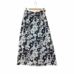 〇〇 Leilian レリアン レディース スカート 花柄 サイズ9 ブラック Bランク