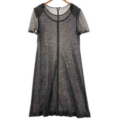 〇〇 Leilian レリアン レディース ワンピース 半袖 サイズ13+ チャコールグレー Cランク