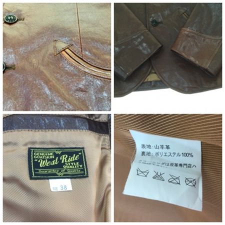  WEST RIDE ウエストライド ブラウン ジャケット レザージャケット size38 山羊革