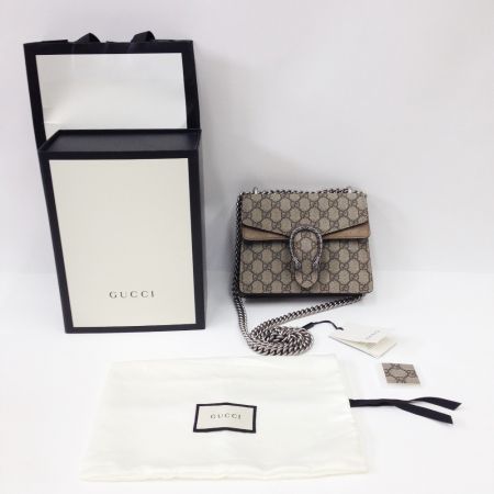  GUCCI グッチ GGスプリーム  ディオニュソス ショルダーバッグ ミニ ストラクチャード バッグ 421970 グレー