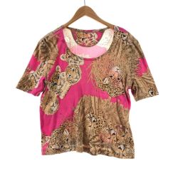 〇〇 ITALIYA イタリヤ 伊太利屋 レディース Tシャツ ヒョウ柄  ピンク Bランク
