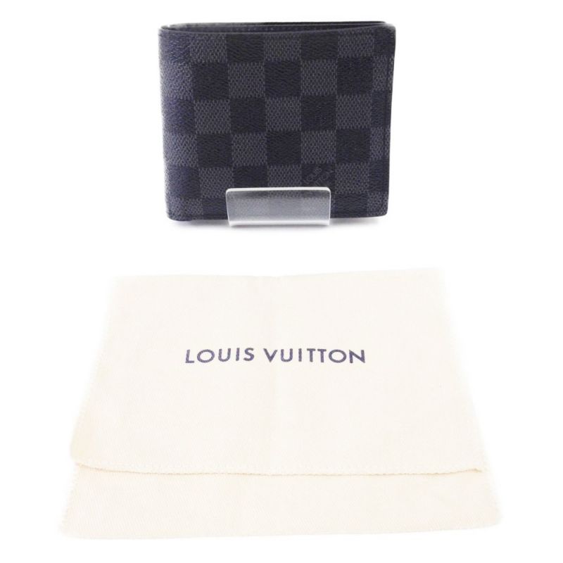 中古】 LOUIS VUITTON ルイヴィトン 2つ折り財布 ダミエグラフィット