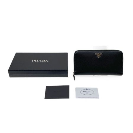  PRADA プラダ ラウンドファスナー財布 サフィアーノ 1M506 ブラック