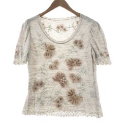 〇〇 ITALIYA イタリヤ レディース 半袖カットソー サイズ9 ベージュ Bランク