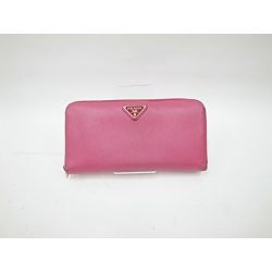 〇〇 PRADA プラダ 長財布 レザー ピンク ファスナーチャーム ピンク Cランク