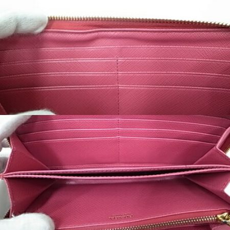  PRADA プラダ 長財布 レザー ピンク ファスナーチャーム ピンク