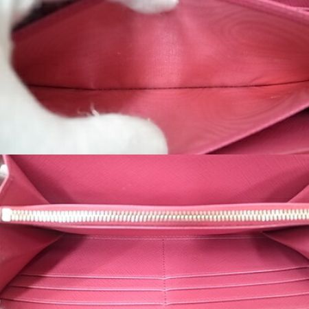  PRADA プラダ 長財布 レザー ピンク ファスナーチャーム ピンク
