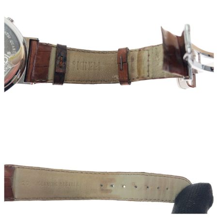  FENDI フェンディ クロノグラフ デイト オロロジ クオーツ 腕時計 4500G シルバー x ブラウン