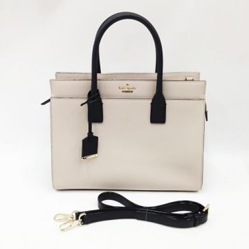 Kate Spade ケイトスペード ハンドバッグ ショルダーバッグ レザー PXRU5931 ベージュ x  ブラック｜中古｜なんでもリサイクルビッグバン