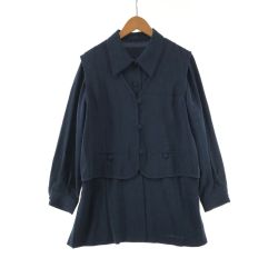 〇〇 Leilian レリアン レディース チュニック×ベスト サイズ11号 ネイビー Bランク
