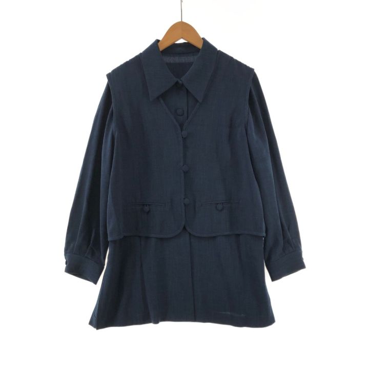 美品 Leilian レリアン ネイビー チュニック  11号　L  スカーフ柄 Leilian レリアン レディース チュニック×ベスト サイズ11号