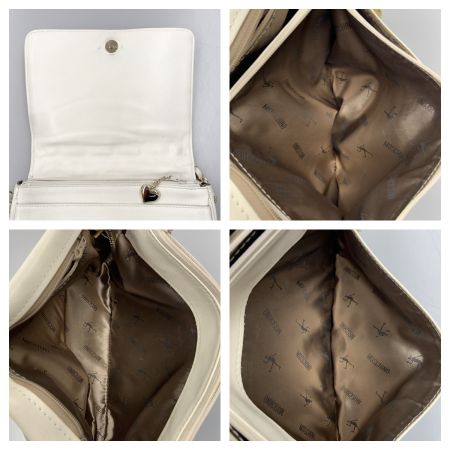  MOSCHINO モスキーノ キルティング ハート チェーン ショルダー バッグ ホワイト