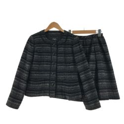 〇〇 Leilian レリアン レディース スーツ ボーダー サイズ9 ブラック Bランク