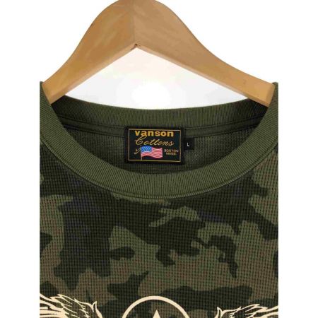  VANSON バンソン メンズ カットソー 迷彩 サイズL グリーン