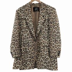 〇〇 ITALIYA イタリヤ 伊太利屋 レディース ジャケット ヒョウ柄 サイズ9 ブラウン Bランク