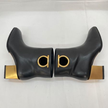  Salvatore Ferragamo サルヴァトーレフェラガモ ALBIANO ガンチーニ スクエアトゥ  ショートブーツ ブラック サイズ表記7 日本サイズ24.5