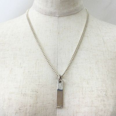 中古】 GUCCI グッチ ネックレス スクエア プレート シルバー 010595