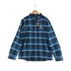〇〇 Jack Wolfskin ジャックウルフスキン メンズ シャツ ネルシャツ バーレーシャツ サイズXL ネイビー Sランク