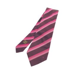 〇〇 LOUIS VUITTON ルイヴィトン レジメンタルストライプ シルク ネクタイ レッド×ピンク Bランク