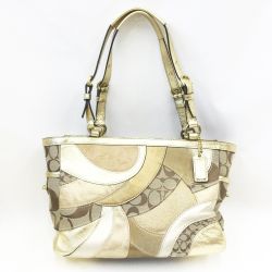 〇〇 COACH コーチ ショルダーバッグ　 F14004 ゴールド x パープル Bランク