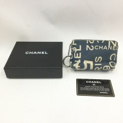 〇〇 CHANEL シャネル バイシー キーリング付きポーチ キャンバス ネイビー Cランク