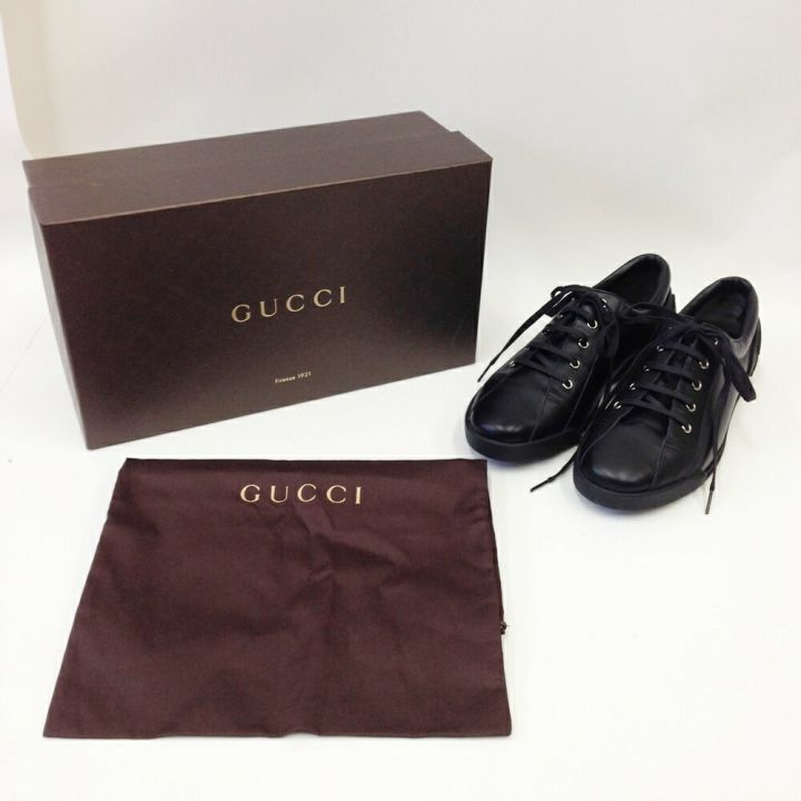 GUCCI グッチ レザー メンズ シューズ スニーカー 281009 ブラック｜中古｜なんでもリサイクルビッグバン