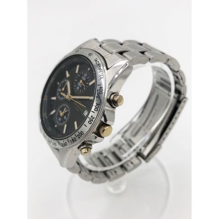  SEIKO セイコー メンズ 腕時計 クロノグラフ 7T92-0DW0 ブラック x シルバー