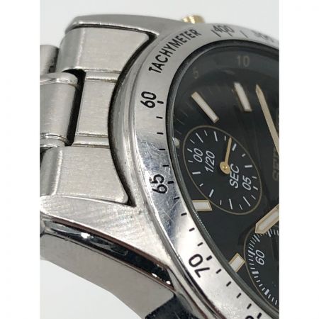  SEIKO セイコー メンズ 腕時計 クロノグラフ 7T92-0DW0 ブラック x シルバー