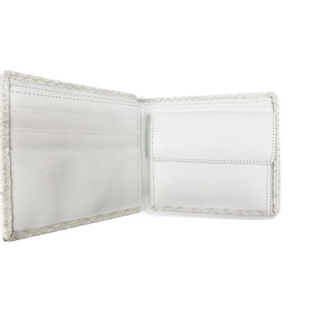   パイソン 蛇皮 ヘビ皮 二つ折り財布  ホワイト