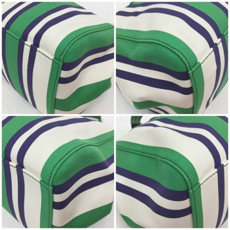 MIUMIU ミュウミュウ BORSA A MANO ストライプ キャンバス 2WAYバッグ トートバッグ 5BA111  グリーン