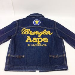 〇〇 A BATHING APE アベイシングエイプ AAPE WRANGLER JACKET　ラングラー×エイプ　デニムジャケット AJK1061 ネイビー Bランク