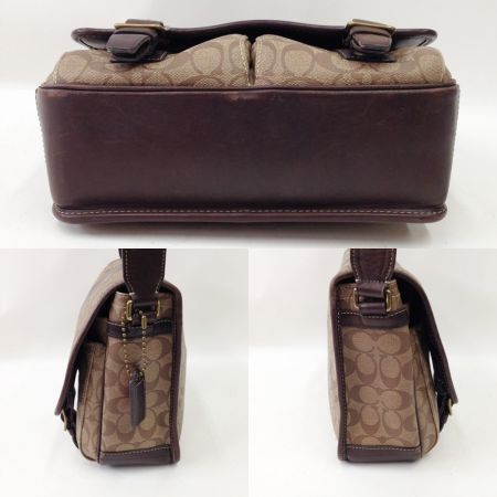  COACH コーチ ヘリテージ・ストライプ シグネチャー ショルダーバッグ  F70077 ブラウン x ベージュ